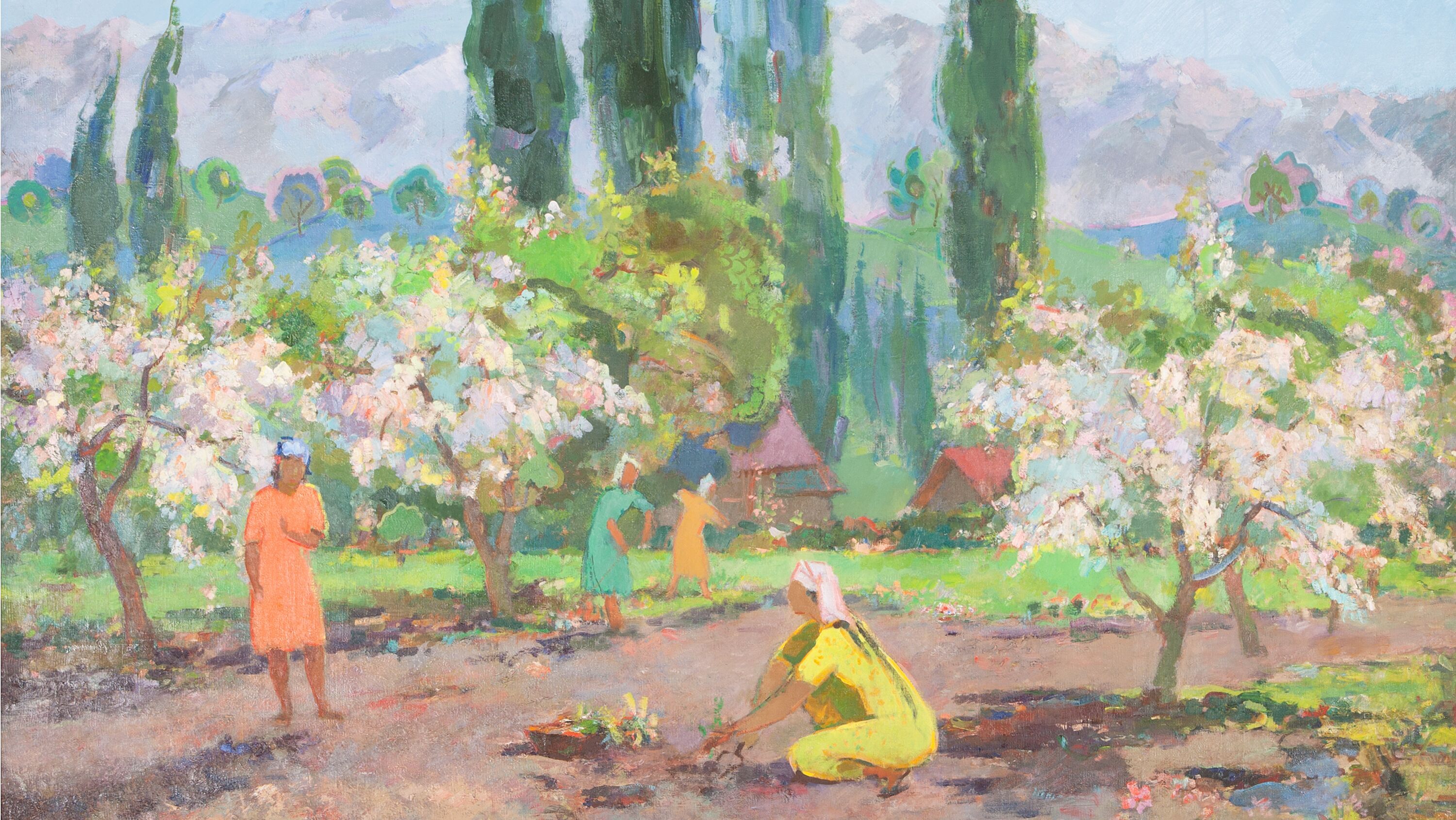 Урманче Б.И. Весна в горах Ала-Тау. 1947 г. Холст, масло. Коллекция Фонда Марджани